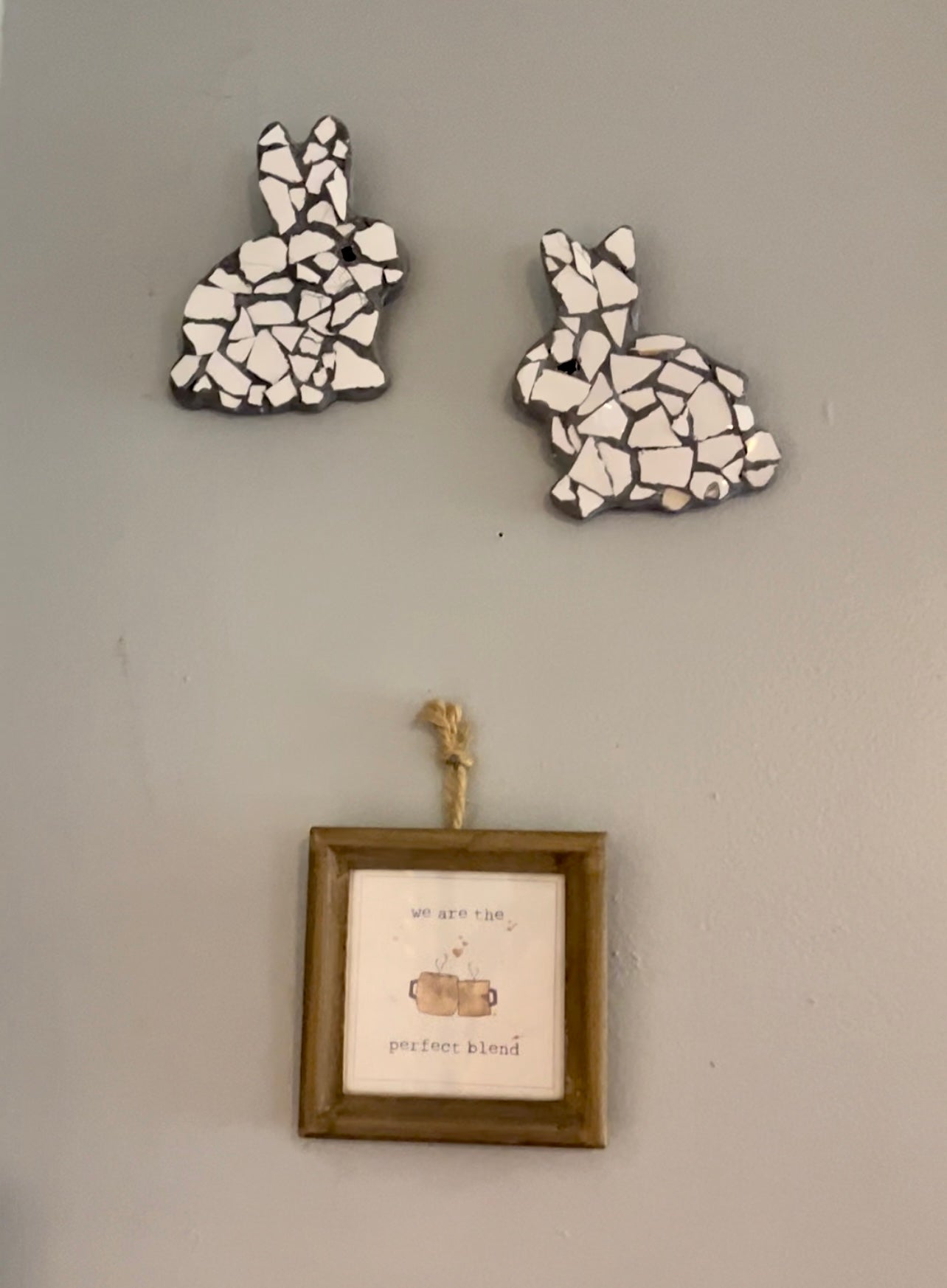 Mosaic Rabbit Pair wall hangings
