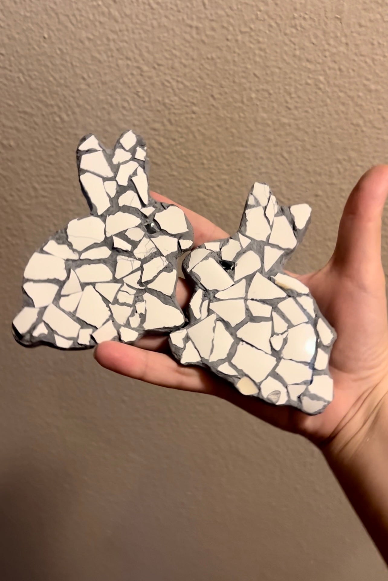 Mosaic Rabbit Pair wall hangings