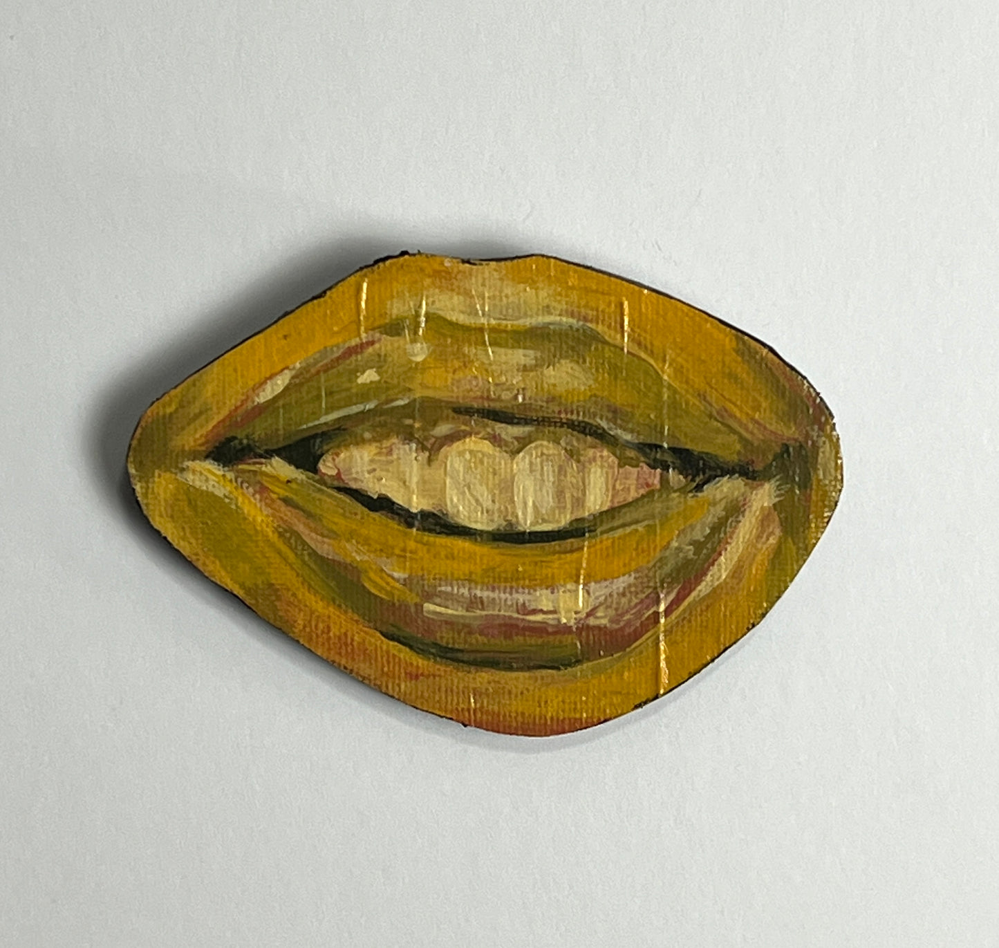 Yellow mouth mixed media painting