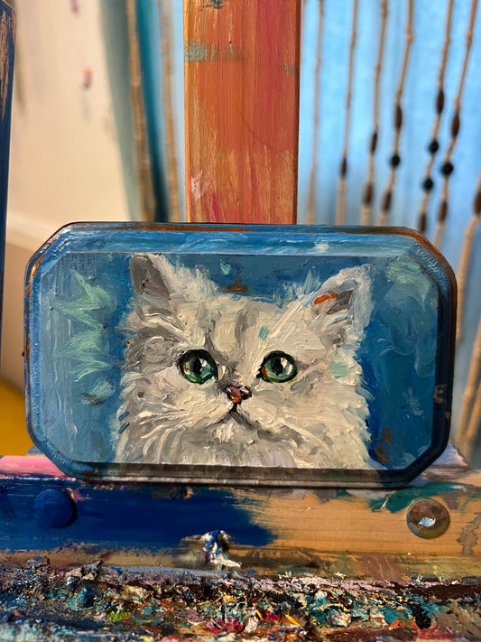 White cat plaque