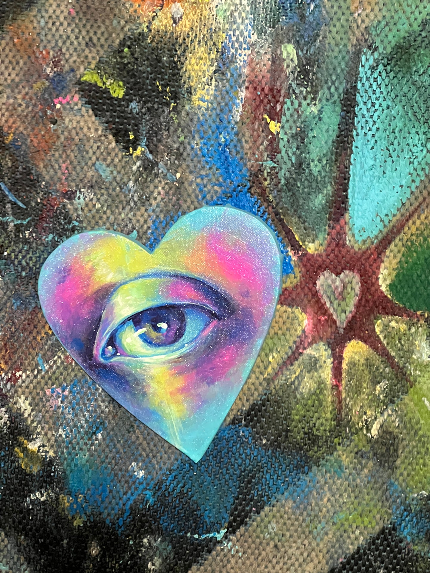 Colorful eye heart painting