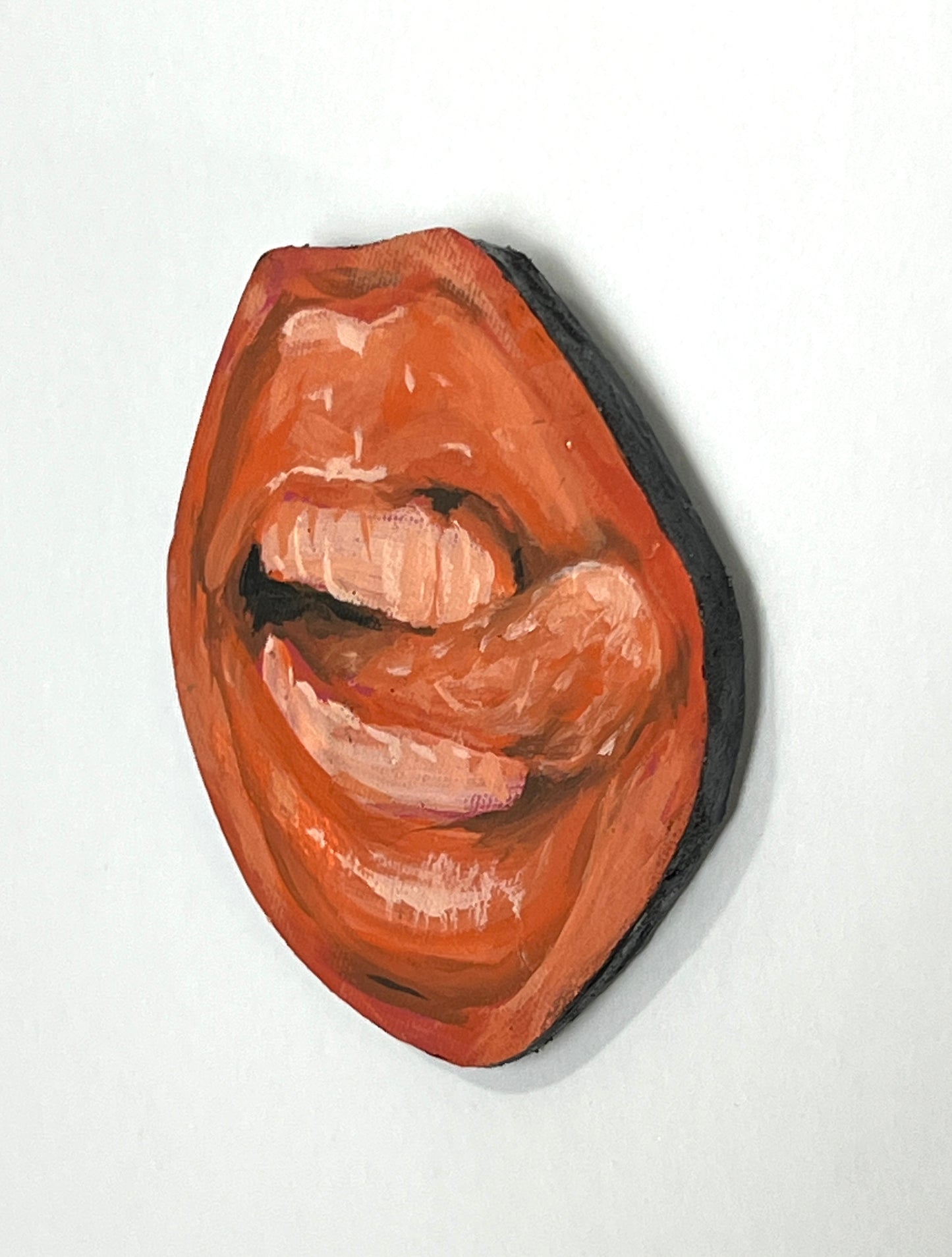 Orange mouth mixed media panting