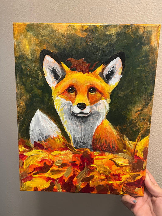 Fall Fox leaf pile