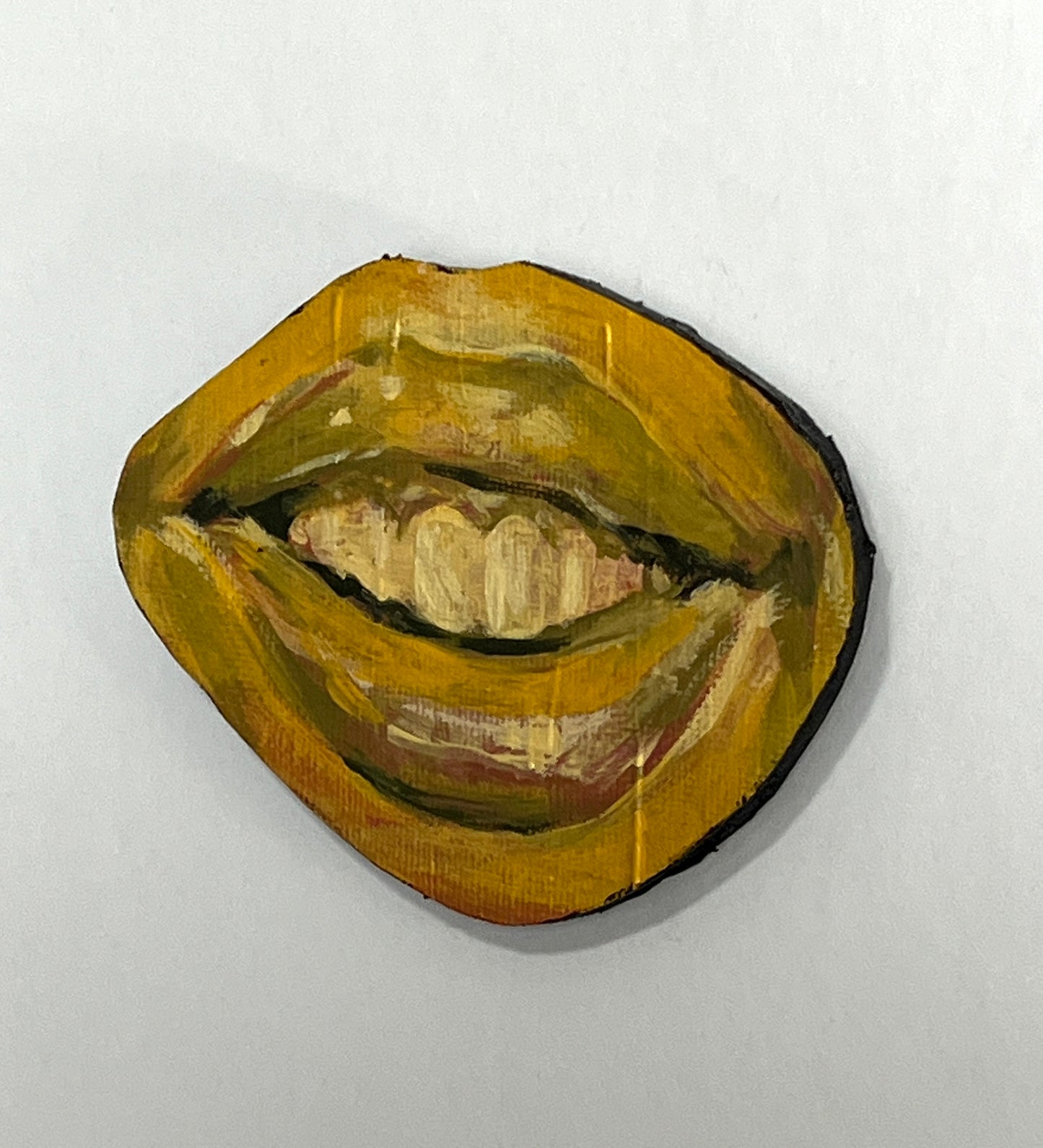 Yellow mouth mixed media painting