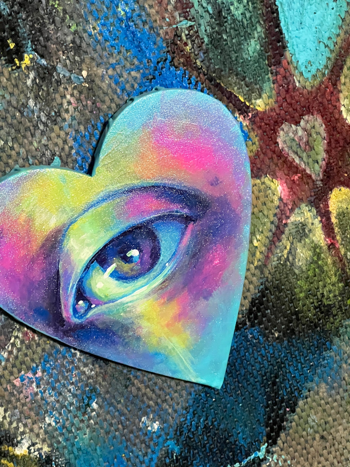 Colorful eye heart painting