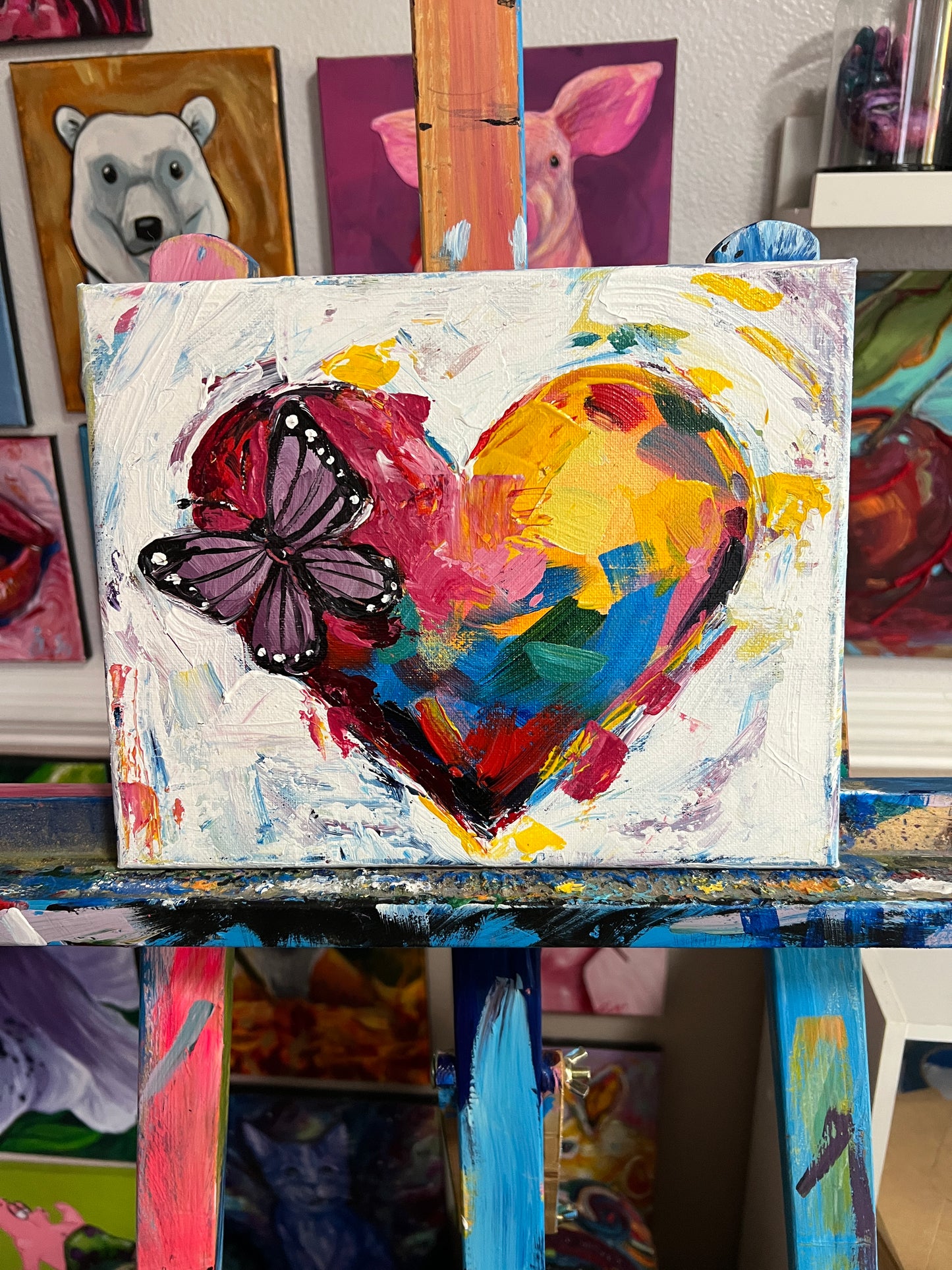 Colorful heart with butterfly