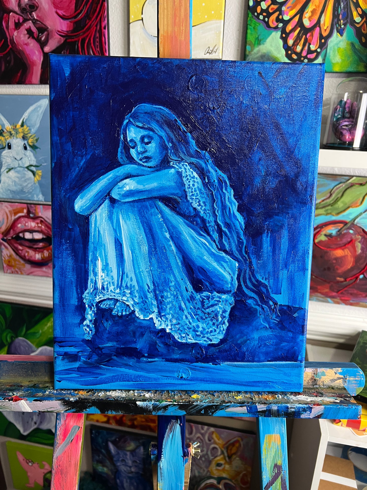 Blue on Melancholy Rock painting