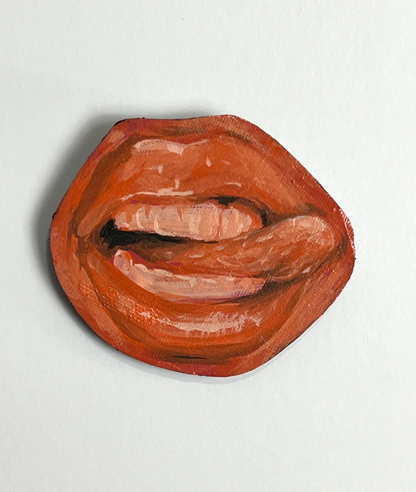 Orange mouth mixed media panting