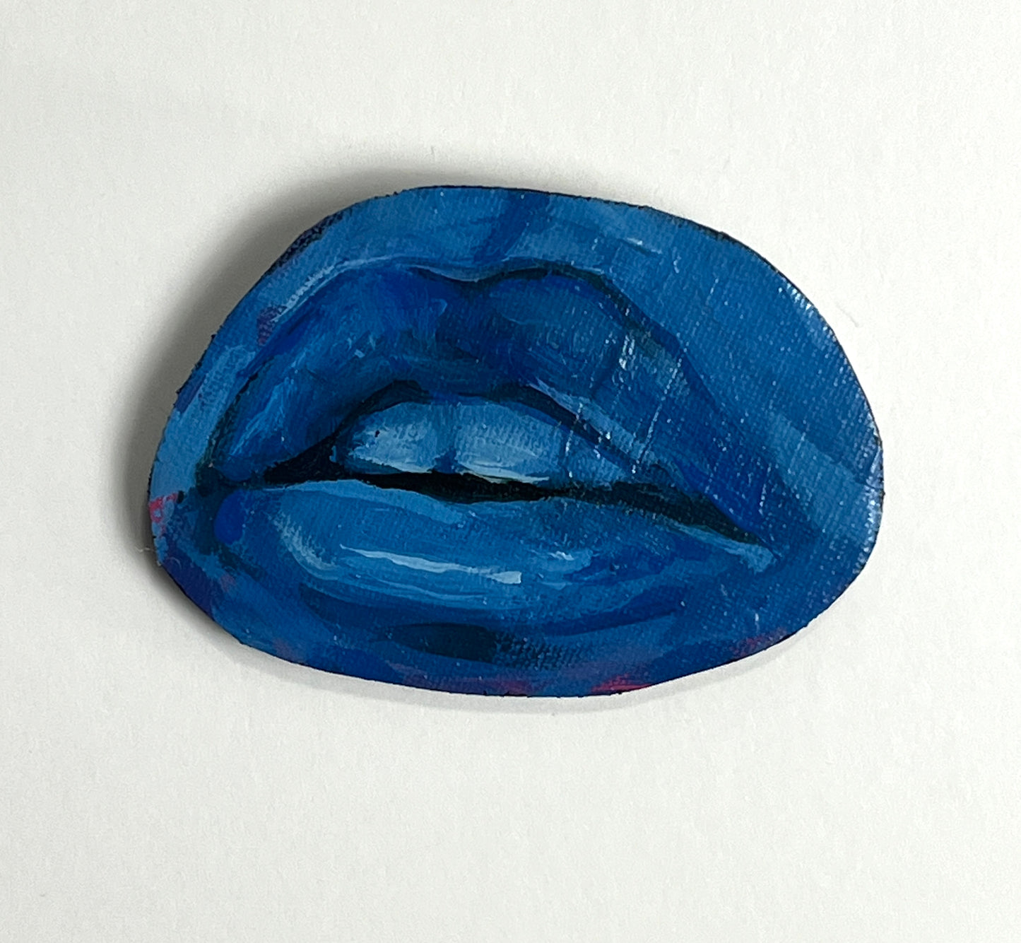 Blue mouth mixed media painting