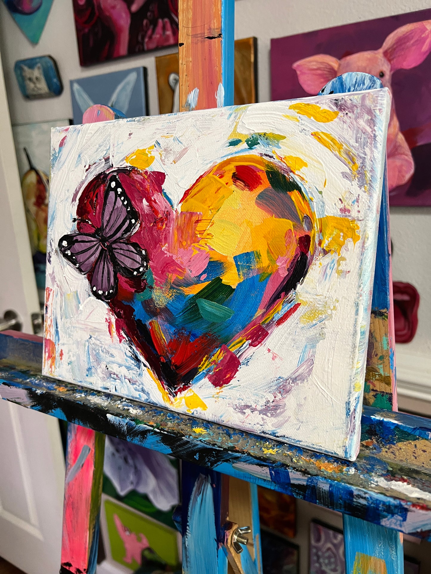 Colorful heart with butterfly