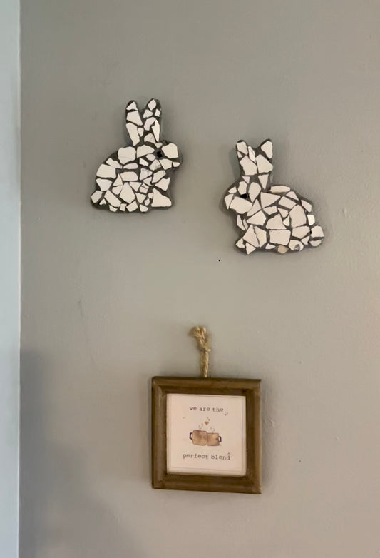 Mosaic Rabbit Pair wall hangings