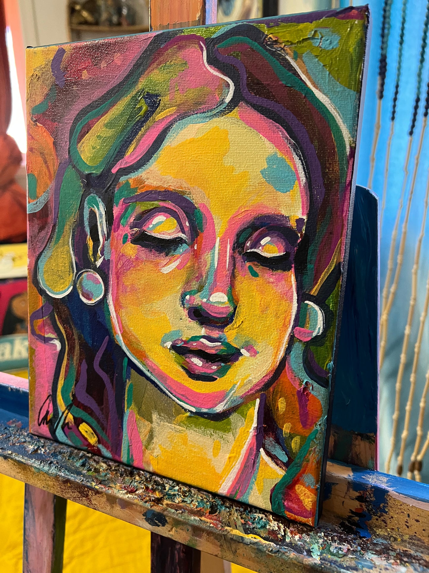 Magenta Lisa Painting