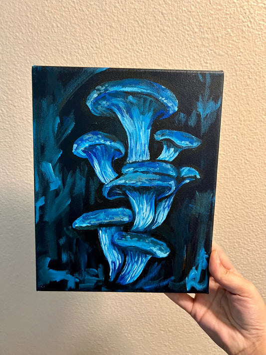 Blue Mushroom Cluster painting