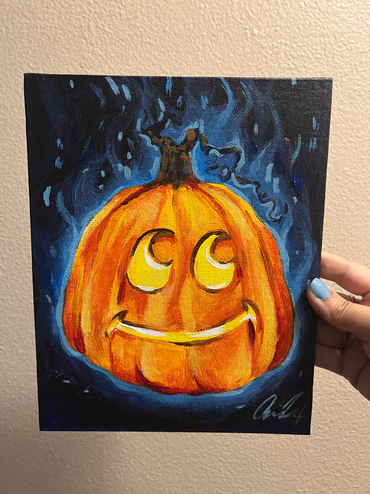 Glowing happy pumpkin