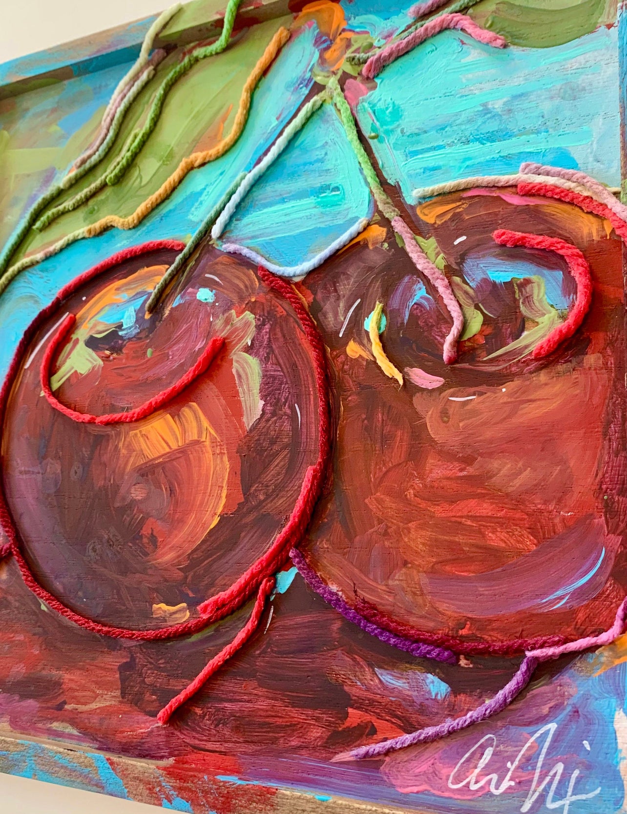 “Cherry mixed” media painting