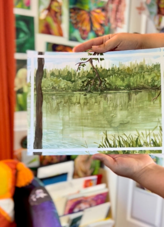 “Lacamas Lake” watercolor painting