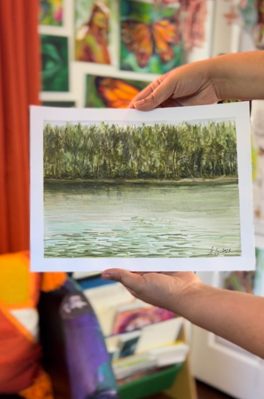“Battleground Lake” watercolor painting